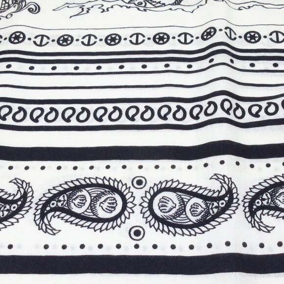 Auth HERMES Carrejean/Shawl Carre 140 H243374S Brown Black Cashmere Silk - Scarf - Picture 3 of 6